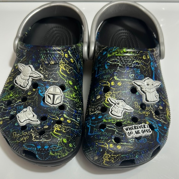 CROCS Black and Silver Slippers with Ventilation Holes - Picture 2 of 7